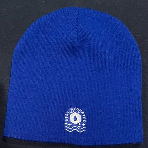 Blue stay hydrated, stocking, hat, new without tags from smoke-free home